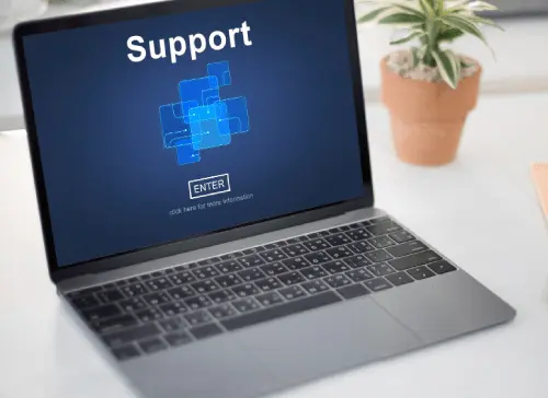 laptop showing support services